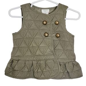 K1282 * Aspen Kids Girls Quilted Vest Olive Green Size 18M